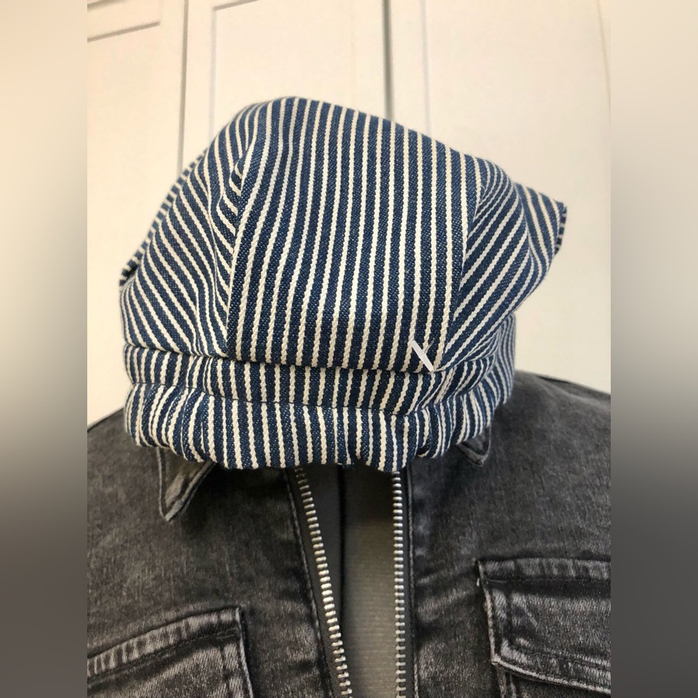 Vintage Blue and White Striped Railroad Museum Cap - Picture 6 of 10